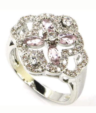 Silver, pink kunzite size 6.5