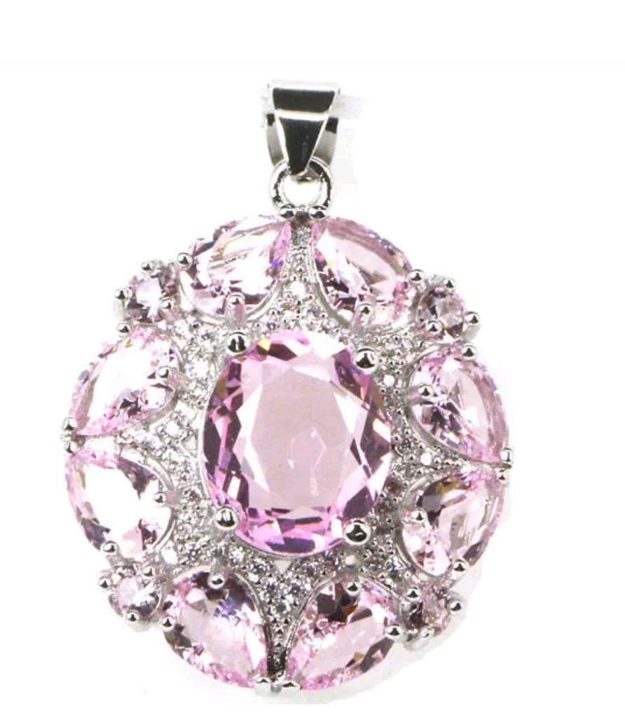 Silver, pink kunzite pendant