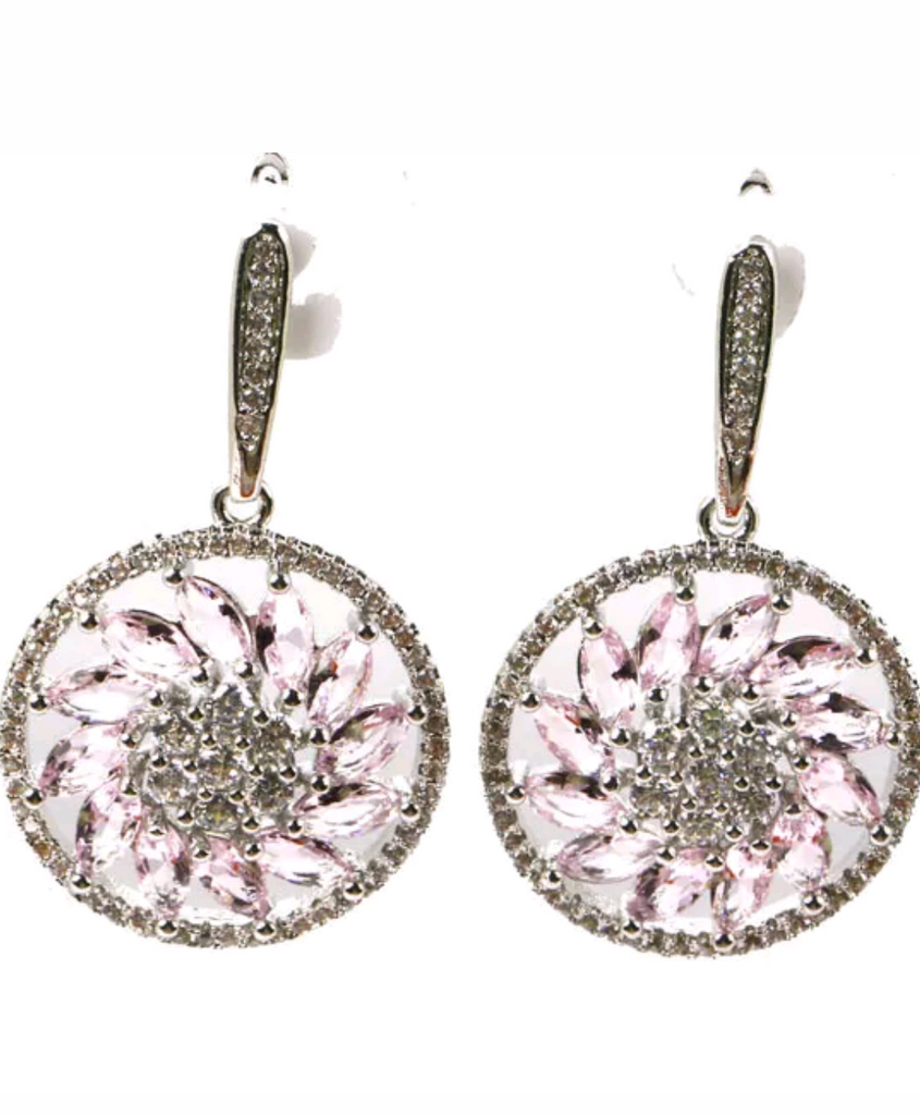 Silver, pink kunzite earrings