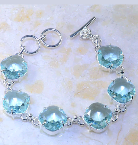 Silver, green amethyst bracelet