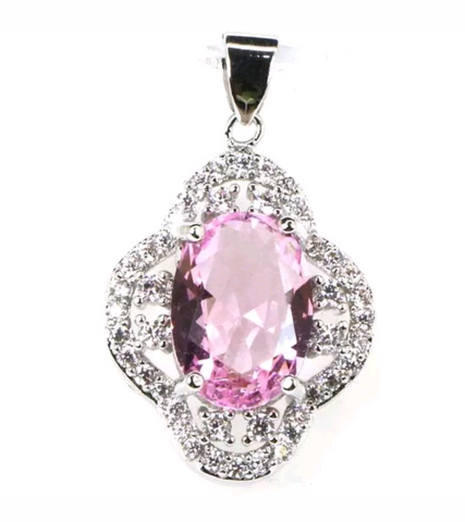 Silver, pink kunzite pendant
