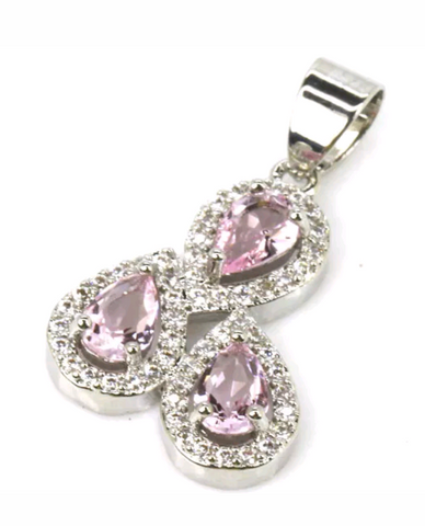 Silver, pink kunzite pendant