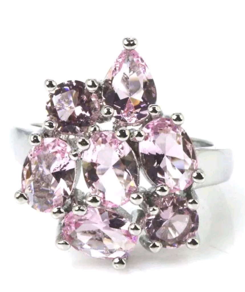 Silver, pink kunzite size 6