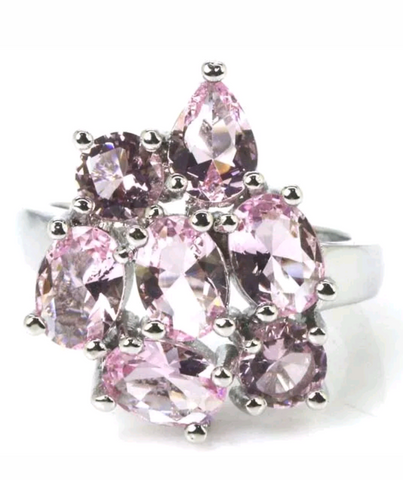 Silver, pink kunzite size 6
