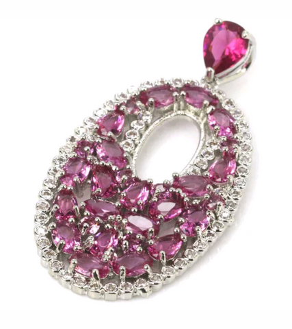 Silver, pink tournaline pendant