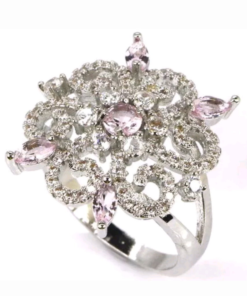Silver, pink kunzite size 6