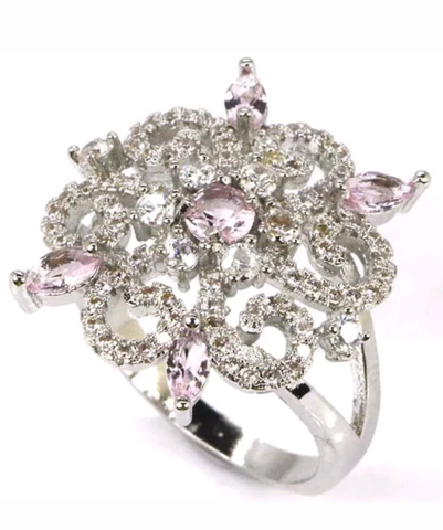 Silver, pink kunzite size 6