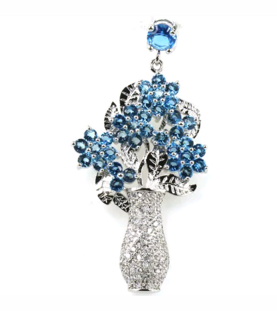 Silver, blue topaz pendant