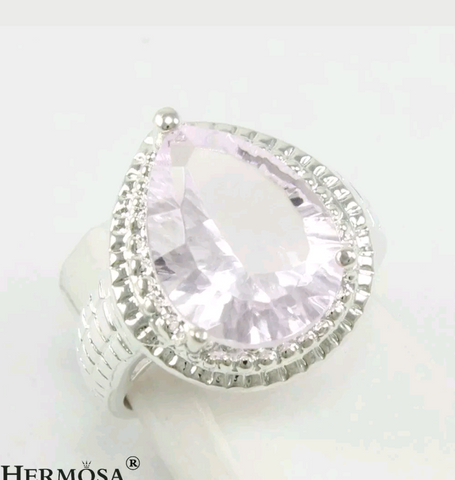 Silver, pink kunzite size 8