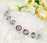 Silver, rainbow topaz bracelet