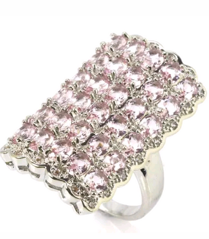 Silver, pink topaz size 7