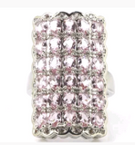 Silver, pink topaz size 7