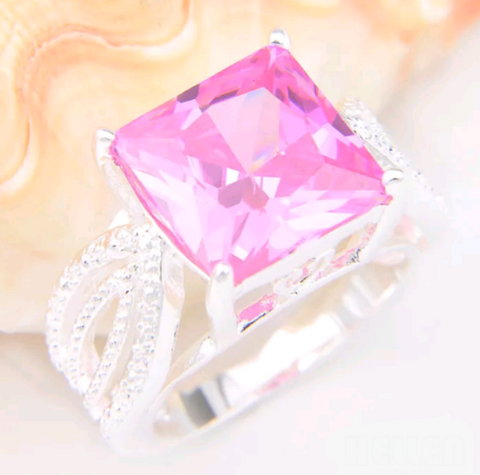Silver, pink kunzite size 9