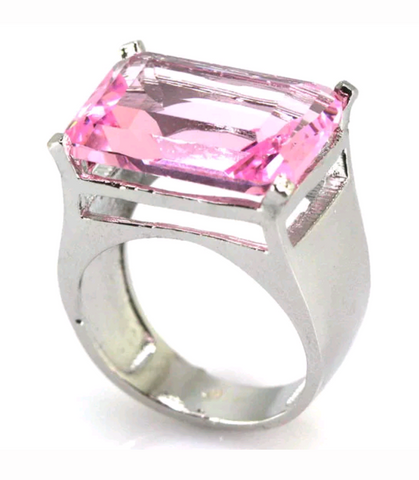 Silver, pink kunzite size 7