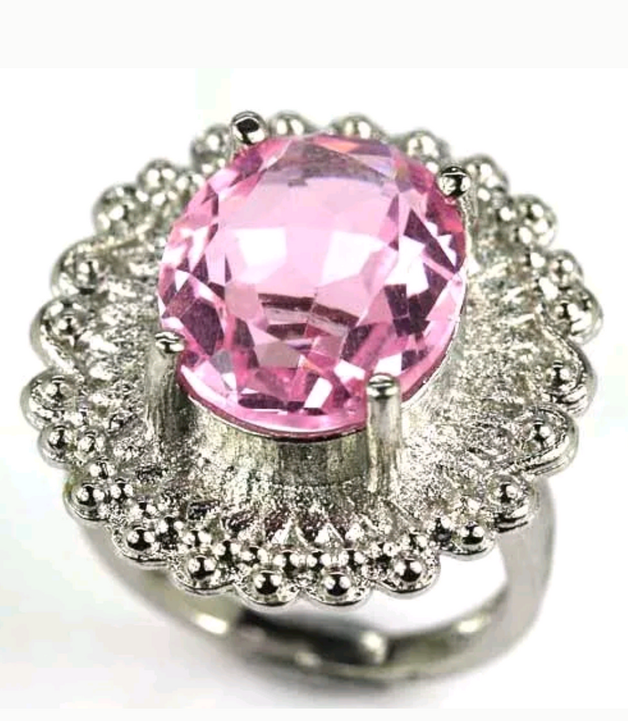 Silver, pink kunzite size 7