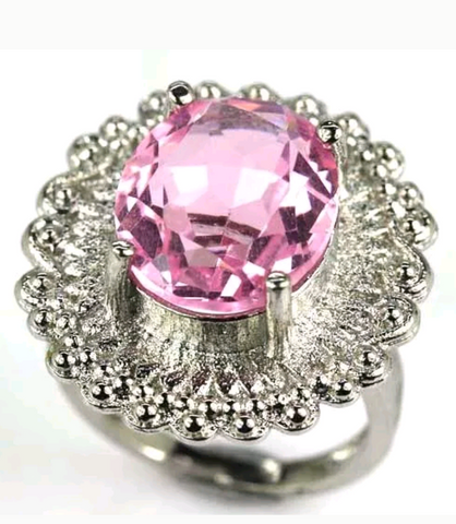 Silver, pink kunzite size 7