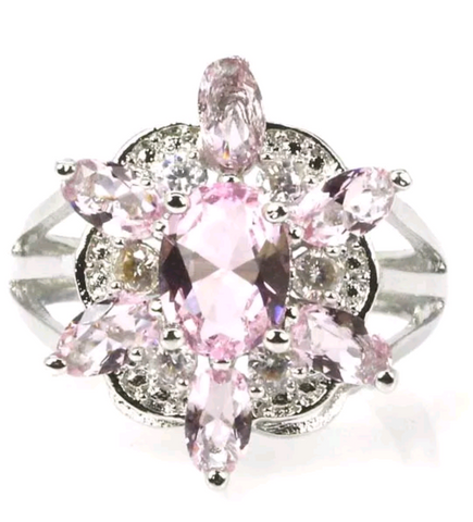 Silver, pink kunzite size 7