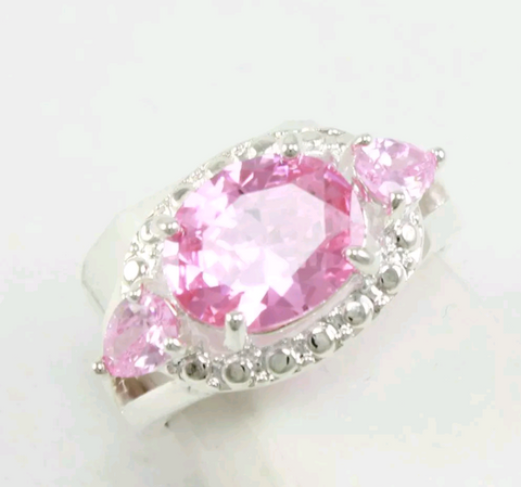 Silver, pink kunzite size 7