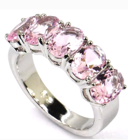 Silver, pink kunzite size 6.5