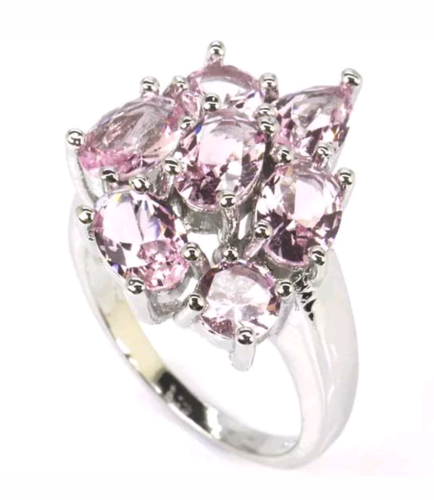 Silver, pink kunzite size 6