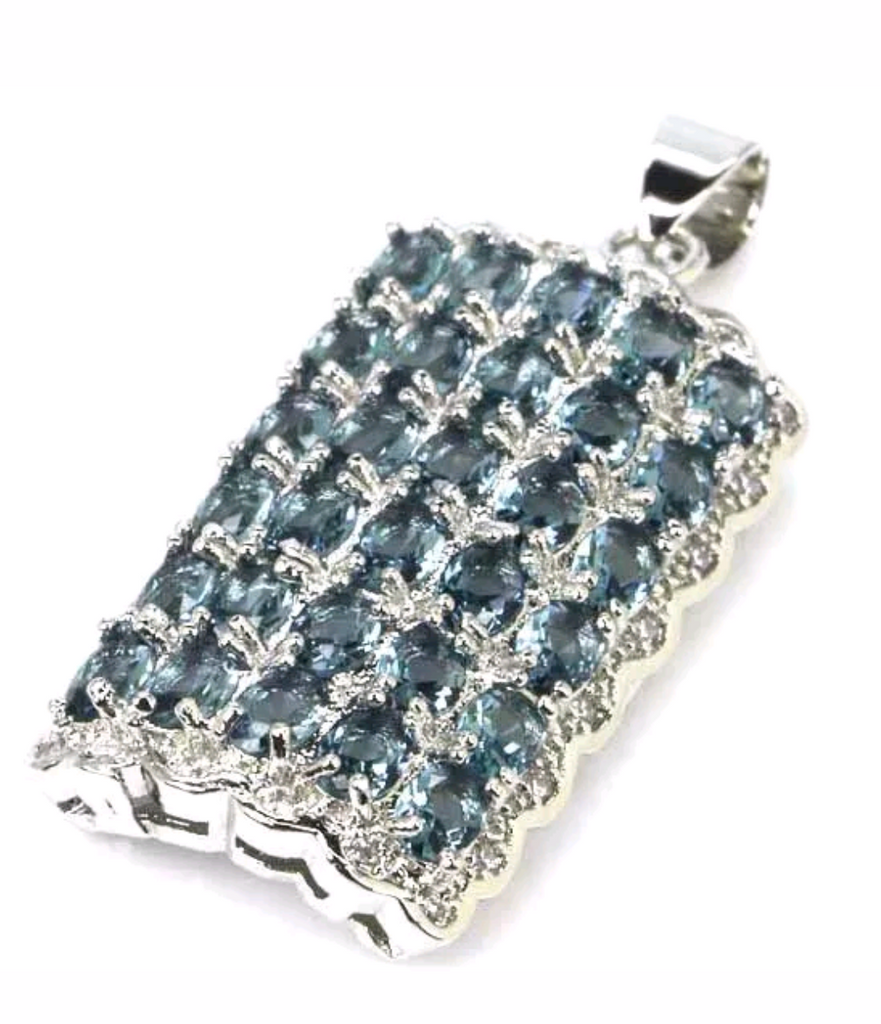 Silver, london blue topaz pendant