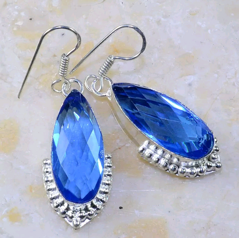 Silver, iolite earrings