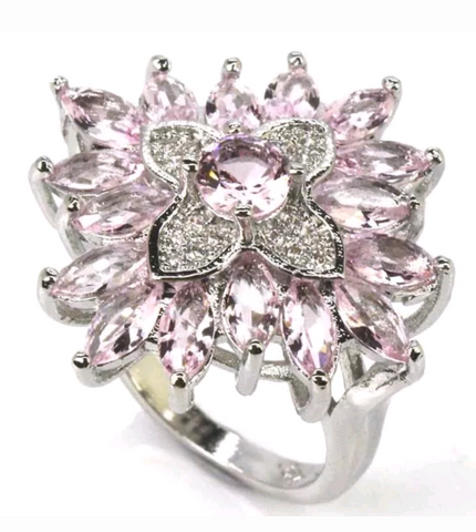 Silver, pink kunzite size 7
