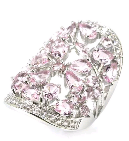 Silver, pink kunzite size 8.5