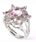 Silver, pink topaz size 7
