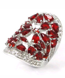 Silver, blood ruby CZ size 7