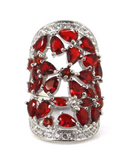 Silver, blood ruby CZ size 7