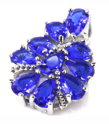 Silver, bluee sapphire CZ pendant