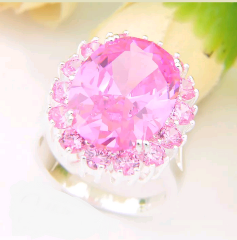 Silver, pink kunzite size 9