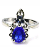 Silver, blue sapphire size 6.5