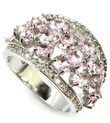 Silver, pink kunzite size 8