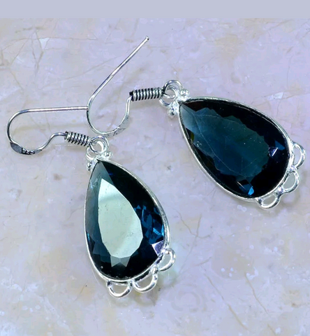 Silver, iolite earrings