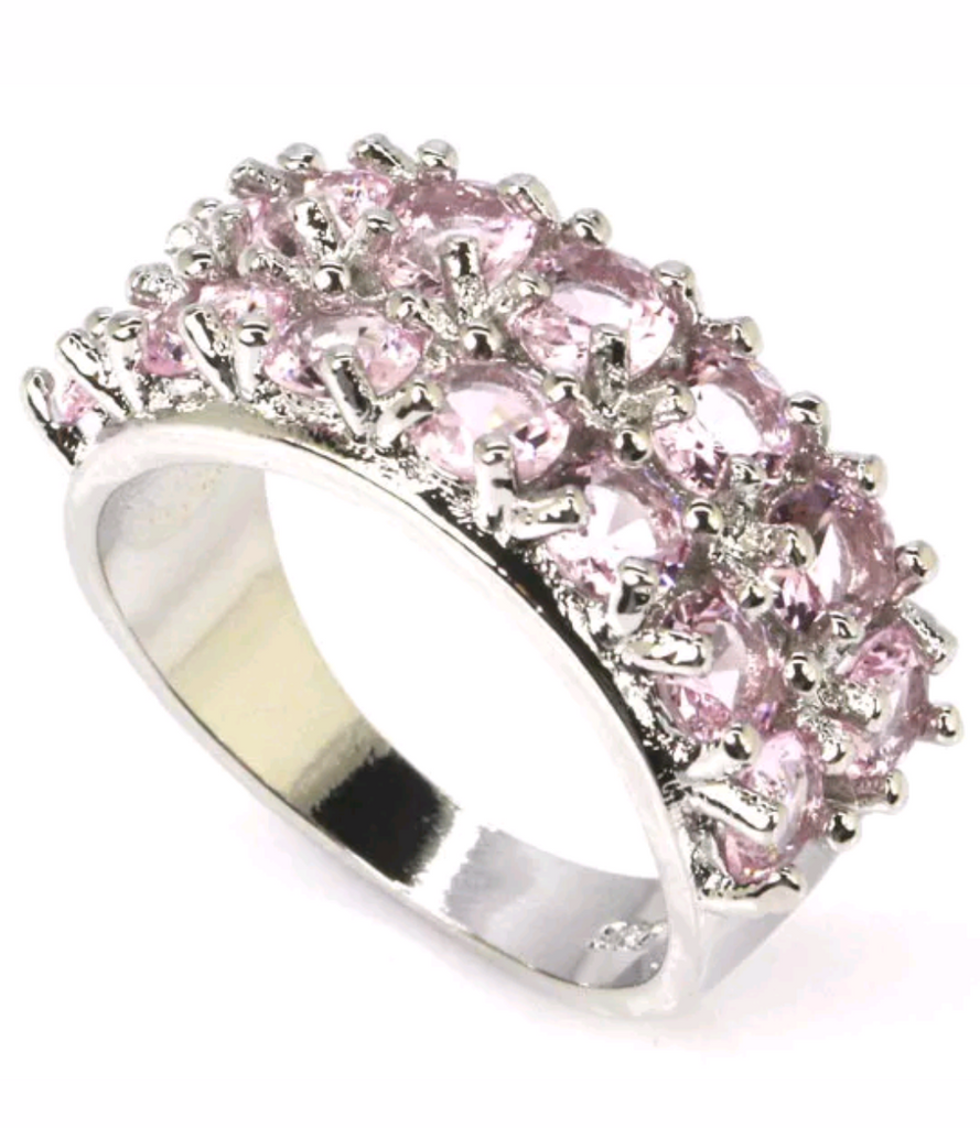 Silver, pink kunzite size 8