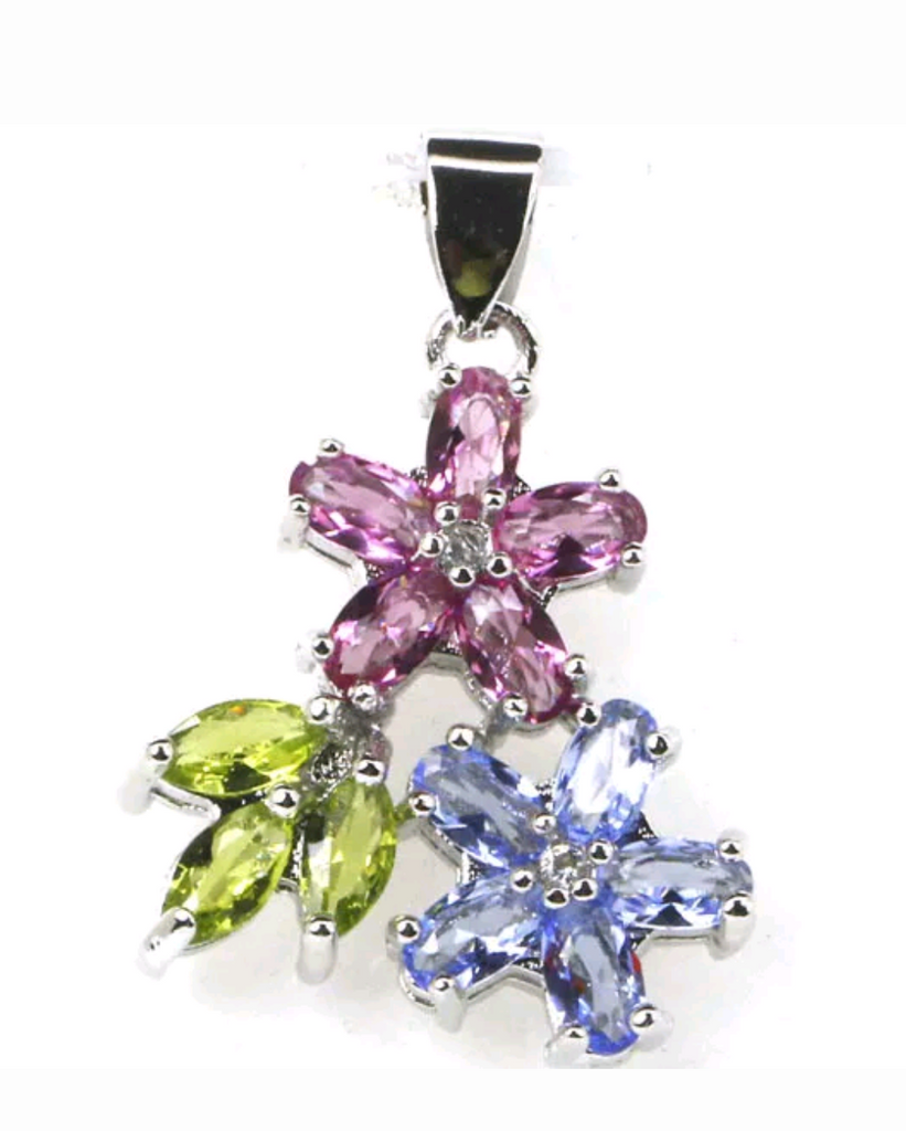 Silver, multi-gems pendant