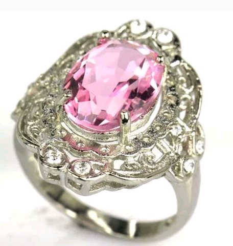 Silver, pink kunzite size 8.5