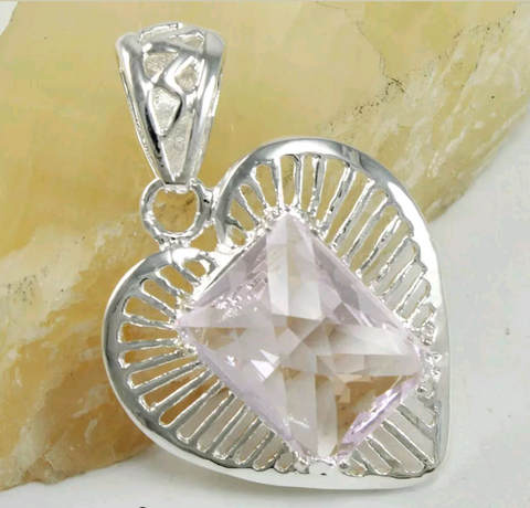Silver, pink kunzite pendant