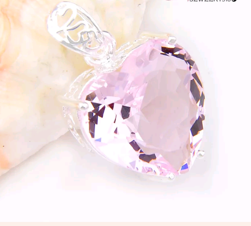 Silver, pink kunzite pendant