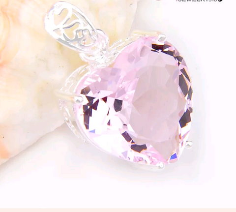 Silver, pink kunzite pendant