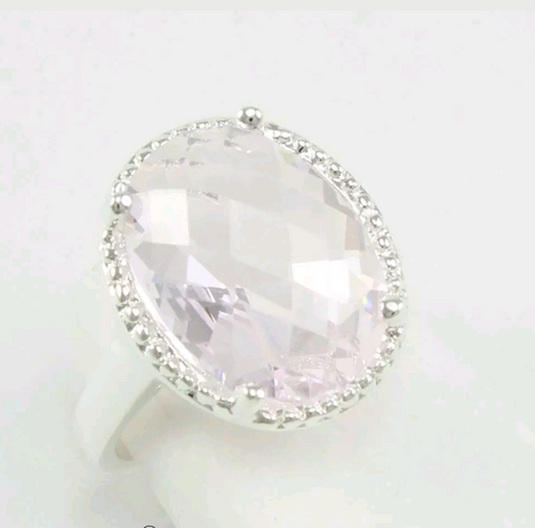 Silver, pink kunzite size 7