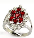 Silver, blood ruby CZ size 7