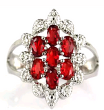 Silver, blood ruby CZ size 7