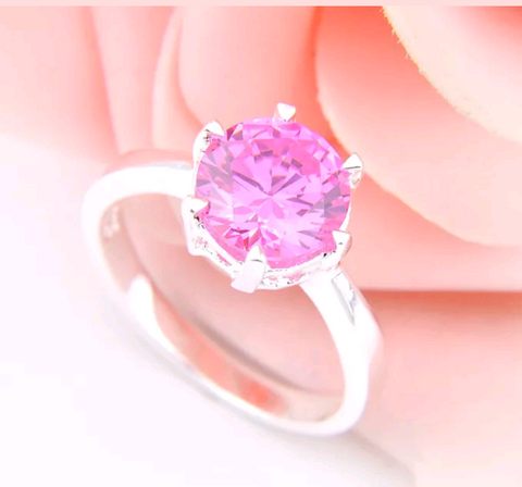 Silver, pink kunzite size 9