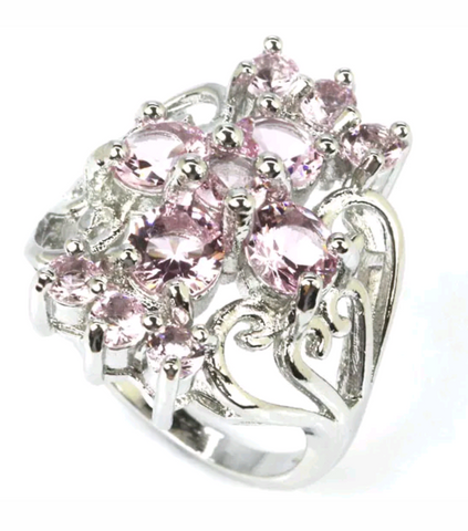 Silver, pink kunzite size 8