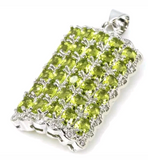 Silver, green peridot pendant