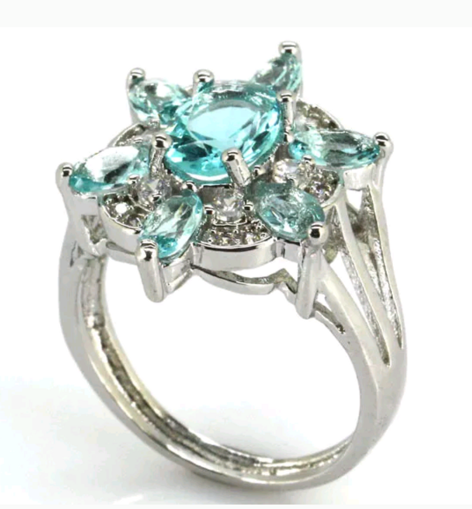 Silver, sky blue topaz size 7