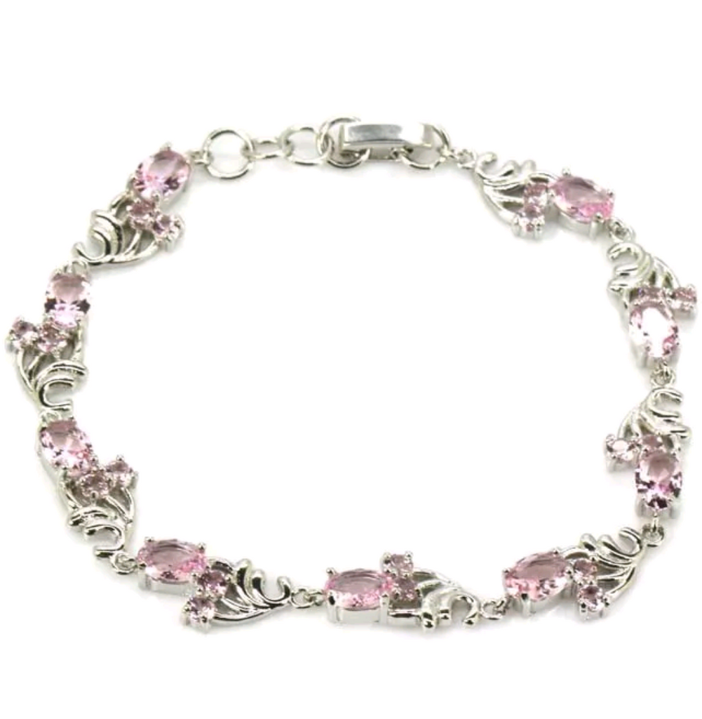 Silver, pink kunzite bracelet